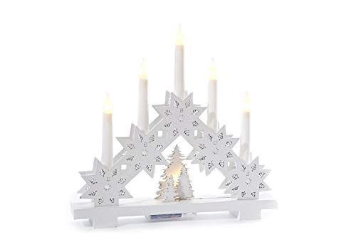 Heitmann Deco Wooden LED Light Arch, Mood Lighting Candle Arch, Illuminated Christmas Decoration, White, for Indoor Use