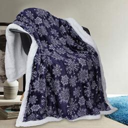 Vera Neumann Iclyn Snowflakes Sherpa Fleeced Throw Blanket, Eclipse, 50x60