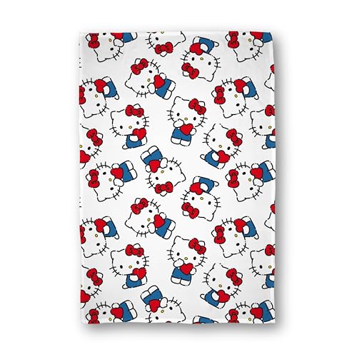 Hello Kitty Officially Licensed Fleece Blanket - Heartheld Design Super Soft Warm Throw - Perfect For Teen Bedrooms, Camping & Sleepovers - Size 100 x 150cm - White