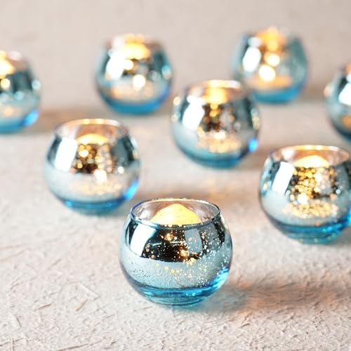 12pcs -Blue Tealight Candle Holders,??? Diwali Decorations for Home, Gold Party Centerpiece Table Decorations