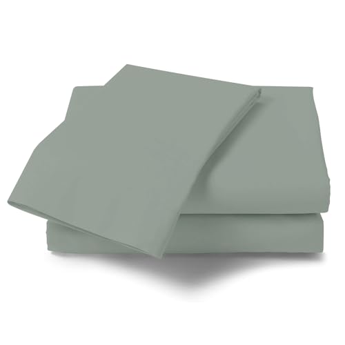 GC GAVENO CAVAILIA Non Iron Plain Dyed Percale Flat, Soft Polycotton Sheets, 180 Thread Count Easy Care Bedding, Duck Egg, Single