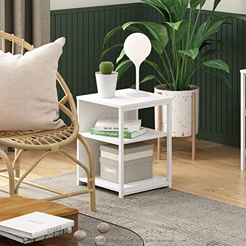 Furinno CAMNUS Modern Living End Table, White/White
