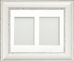 Frame Company Brooke Range 16 x 12 Inches Antique White Picture Photo Frame with White 2 Aperture Mount for Image Size 8 x 6 Inches, Portrait
