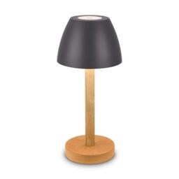 BRILONER - Rechargeable LED Table Lamp IP44 with Touch, Dimmable, Replaceable Battery, LED Light, Bedside Lamp, Cordless, 13.5X30cm, Anthracite Wood