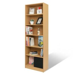 Absolute Deal Beech Tall Bookcase 6 Tier Free Standing Adjustable Shelf