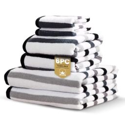 Rapport Home Amalfi 6-Piece Towel Bale - Luxurious 100% Cotton 500GSM Set for Soft Absorbent Comfort, Quick-Dry Use and Elegant Bathroom Style - Bale Black