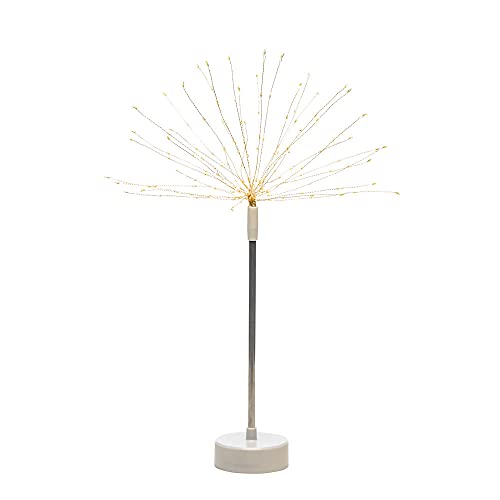 Konstsmide Christmas Lights Firework Table Decoration Christmas Ornament Decoration with White Base/Battery Operated: 3xAA (Excl.)/Silver Wire/Amber White Diodes