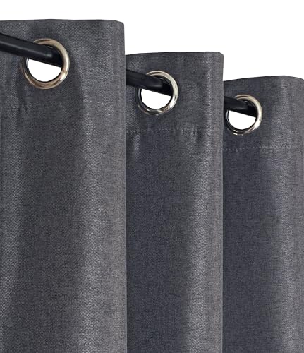 Atout Ciel Ready-to-Hang Curtain with Eyelets 140 x 240 cm Charcoal Grey Heather