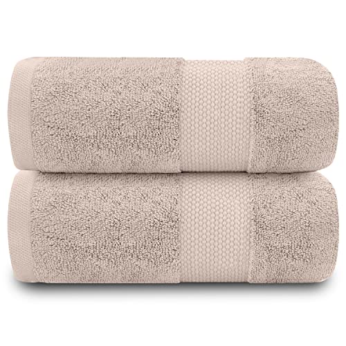GC GAVENO CAVAILIA Extra Large Bath Sheet 2 Piece - 700 gsm Hotel Quality Egyptian Cotton Extra Large Towels 100X 180 Cm - Extra Soft Bathroom Towel - Mocha