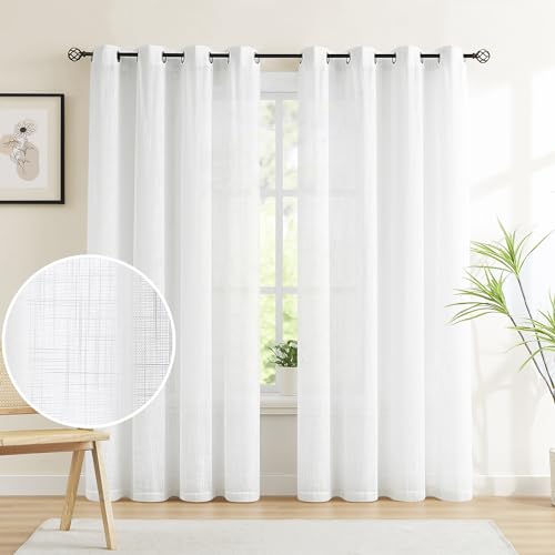 Semi Sheer White Curtains Living-Room