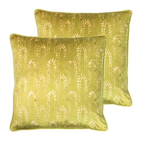 furn. Wisteria Feather Filled Cushions Twin Pack, Chartreuse, 50 x 50cm