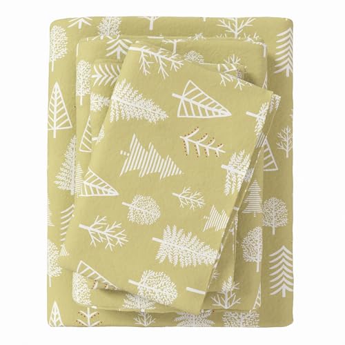 Great Bay Home 100% Turkish Cotton Cal King Winter Lodge Flannel Sheet Set - Deep Pocket, Soft Sheets