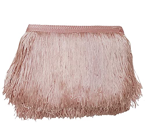 "Lauthen.S 10 Yards of 6"" Chainette Fringe Trim Tassel Sewing Trim for DIY Craft Latin Dress Lamp Shade Decoration (6 Inches x 10 Yards, Dusty Pink)"
