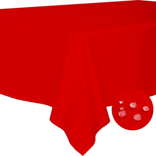 BYDOLL Table Cloth Red 70x90 Inch Tablecloth for 6 Foot Rectangle Tables Outdoor Washable Wrinkle Free and Spillproof Polyester Tablecloth for Festival Camping Picnic Party Cover