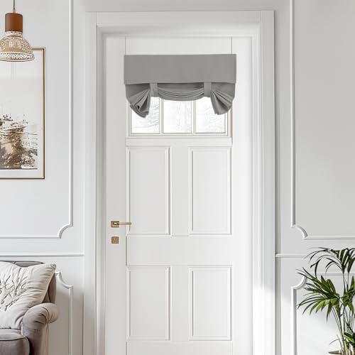 Vatge French Door Curtain - Window Treatment for Front Door Sidelight Curtains and Small Windows Covering for Classroom/Office, 1 Panel, W24 x L18, Silver Gray