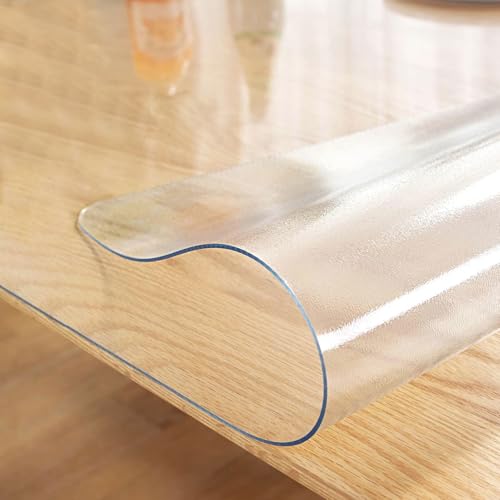 LovePads Frosted Table Cover Protector 38 x 96 Inch, 1.5mm Thick Plastic Table Cover, Table Protector for Dining Room Table, Waterproof Vinyl Tablecloth Table Pad Mat for Kitchen, Writing Desk