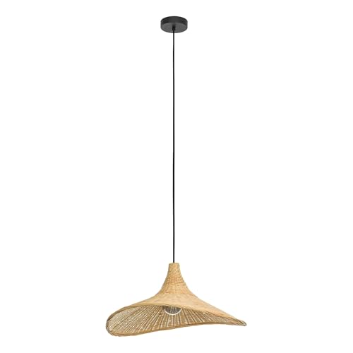 Eglo Pendant Lighting Haxey, Wooden Ceiling Light Fitting in Boho Design, Hanging lamp for Dining and Living Room Made of Natural Bamboo, E27 Socket