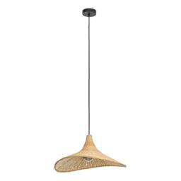 Eglo Pendant Lighting Haxey, Wooden Ceiling Light Fitting in Boho Design