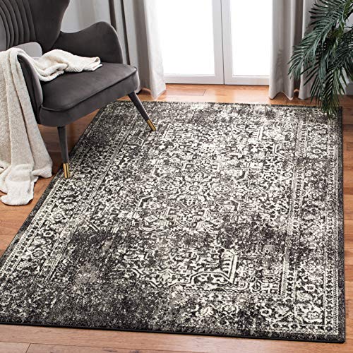 Safavieh Transitional Indoor Woven Rectangle Area Rug, Evoke Collection, EVK256, in Black/Grey, 201 X 274 cm for Living Room, Bedroom or Any Indoor Space