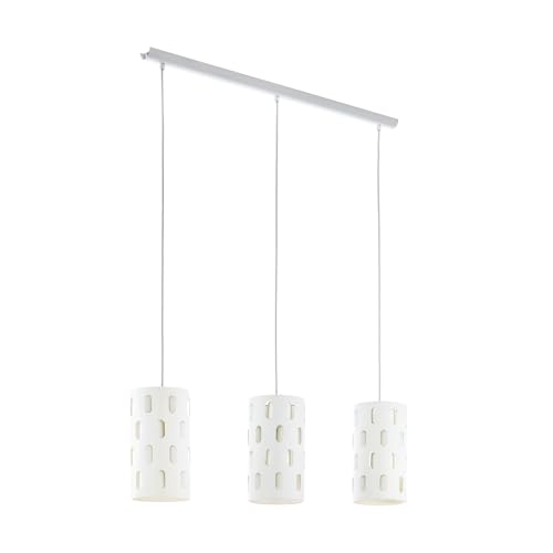 EGLO Ronsecco Pendant Light 3 Bulbs Modern LED Hanging Lamp Steel in White Dining Table Lamp Living Room Lamp Hanging with E27 Socket