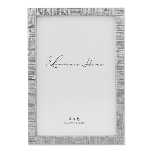 Lawrence Frames 4W x 6-Inch H Silver Metal Picture Frame with Linen Pattern (712446)