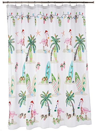 Avanti Linens Shower Curtain, Waterproof, Bathroom & Holiday Decor (Flamingo Jingle Collection),