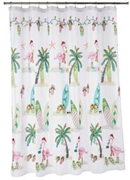 Avanti Linens Shower Curtain, Waterproof, Bathroom & Holiday Decor (Flamingo Jingle Collection),
