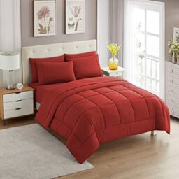 Sweet Home Collection Ultra Soft Down Alternative Set & Luxurious Bed Sheets, Polyester, Red, Twin
