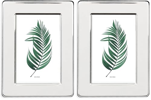 Inov8 Framing Tarnish Resistant Silver Plated Picture Frame - Narrow Edge Design for 2.5x3.5 Inch (6.5 x 9cm) Photo (Pack of 2)