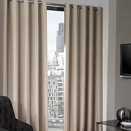 "Emma Barclay Logan - Textured Woven Blackout Eyelet Curtains in Natural - Width 46 x Drop 72"" (116 x 183cm)"