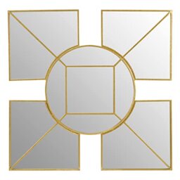 Premier Housewares Mirror Faux Gold Foil Iron Frame With Distinctive Accent Piece And Contemporary design/Series Of Square And Circular Forms / W108 x D4 x H107cm.