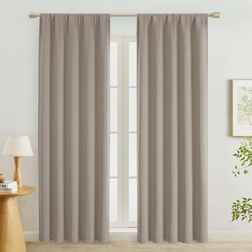 "Lecloud Stone Curtains for Living Room 84 Inches Long 2 Panels, Room Darkening Thermal Insulated Energy Saving Bedroom Curtains, Rod Pocket Soft Drapes for Dining Room, Each Panel 50"" W x 84"" L"