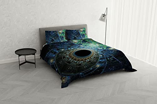 Italian Bed Linen KI-OSA KIO-636 Duvet Cover Set with Digital Print, 100% Soft Cotton, Made in Italy, Double, Double