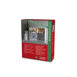 Konstsmide Lights/Silhouette Motif Advent Calendar with 24 Pull Out Drawers and Village Ornament Decoration/Battery Operated: 4xAA (Excl.)/Christmas Scene Warm White Diodes, Wood, 3283-210