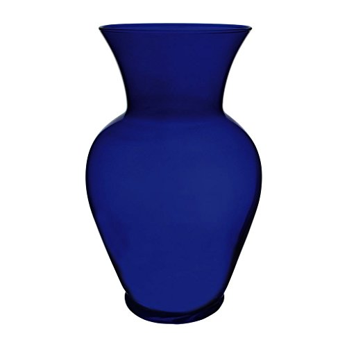 "Floral Supply Online 8 3/4"" Cobalt Blue Spring Garden Vase and Flower Guide Booklet- Decorative Glass Flower Vase for Floral Arrangements, Weddings, Home Decor or Office."