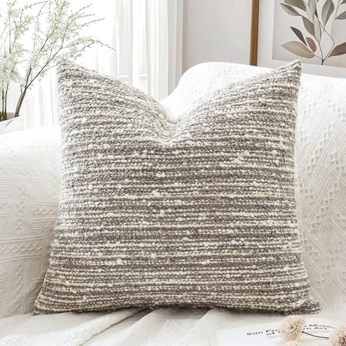 Artscope Throw Pillow Cover 18x18 Super Thick Body Pillow Cover Decorative Boucle Textured Morden Neutral Accent Italian Style Pillowcase for Bedroom Living Room Couch Sofa Home D??cor-Light Khaki