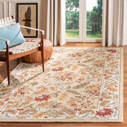 SAFAVIEH Traditional Rug for Living Room, Dining Room, Bedroom - Chelsea Collection, Short Pile, in Ivory, 120 X 120 cm