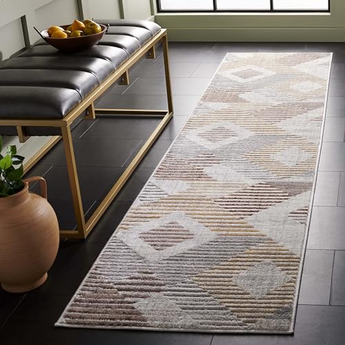 SAFAVIEH Modern Rug for Living Room, Dining Room, Bedroom - Palma Collection, Short Pile, in Beige, 66 X 213 cm