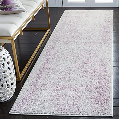 Safavieh Distressed Rug for Living Room, Dining Room, Bedroom - Adirondack Collection, Short Pile, in Purple and Ivory, 76 X 183 cm