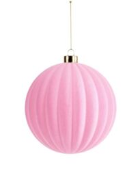 Pink Ribbed Velvet Christmas Bauble 15 cm, Extra Large Tree Ornament