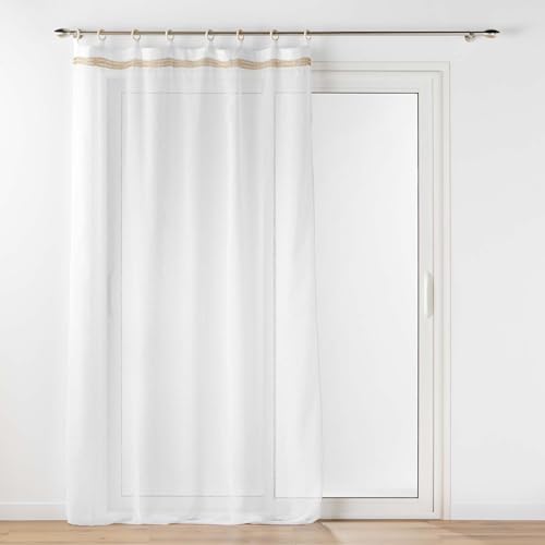 Douceur d'Intérieur Mileo Sheer Eyelet Curtain (140 x 240 cm), White, Woven Voile