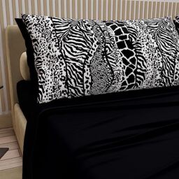 PETTI ARTIGIANI ITALIANI - Cotton Sheets with Digital Print Pillowcases, Double Sheets, Double Bed Set, Black, 100% Made in Italy
