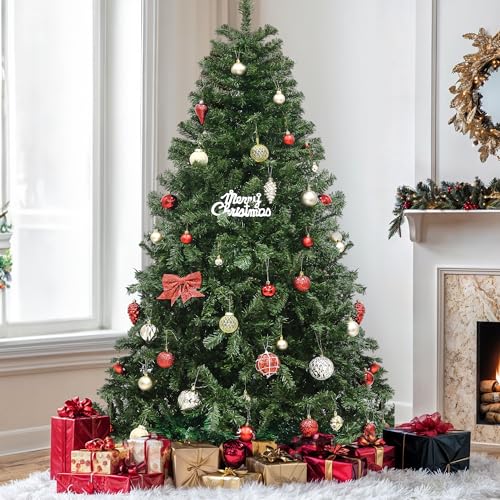 YITAHOME 6ft/1.8m Realistic Pine Artificial Christmas Tree, 880 Tips - Foldable Metal Stand & Metal Frame, Easy Assembly Pops Up Christmas Tree, Xmas Decoration for Home Party, 182 x ??115cm