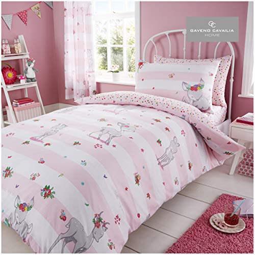 Gaveno Cavailia Kids Rotary Duvet Set Oh Deer Single Children Character Bedding 2 Piece Printed Reversible Bedlinen Easy Care Bedset 1 Quilt Cover and 1 Matching Pillow Case