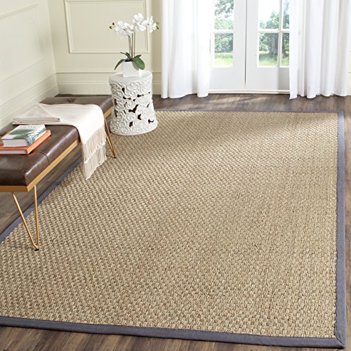Safavieh Natural Fiber Rug for Living Room, Dining Room, Bedroom - Natural Fiber Collection, Short Pile, in Natural and Black, 152 x 244 cm