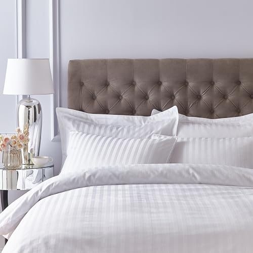Bianca 300 Thread Count Cotton Satin Stripe Oxford Pillowcase Pair White