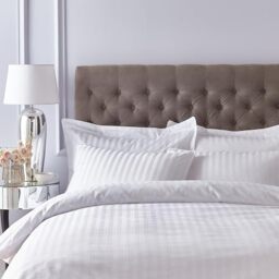 Bianca 300 Thread Count Cotton Satin Stripe Oxford Pillowcase Pair White