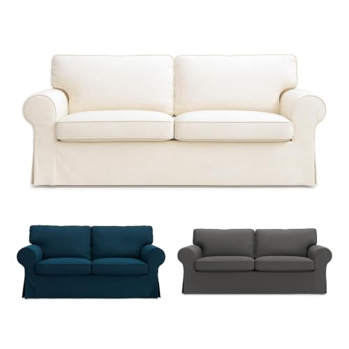 FMCTL Ektorp Loveseat Cover Replacement for IKEA Ektorp Sofa Cover, Ektorp 2 Seater Sofa Cover,Ektorp Cover Only!(Daily Off White)