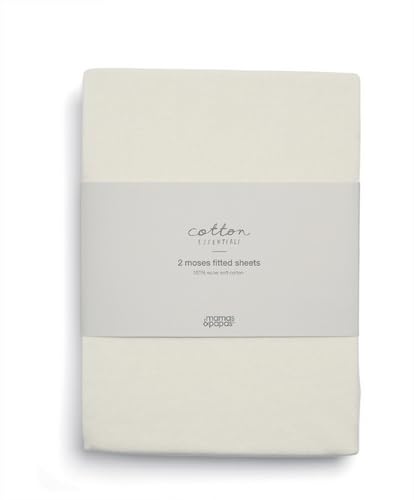 Mamas & Papas 2 Pack Moses Basket/Carrycot Fitted Sheets, Cream (78x35x10cm)