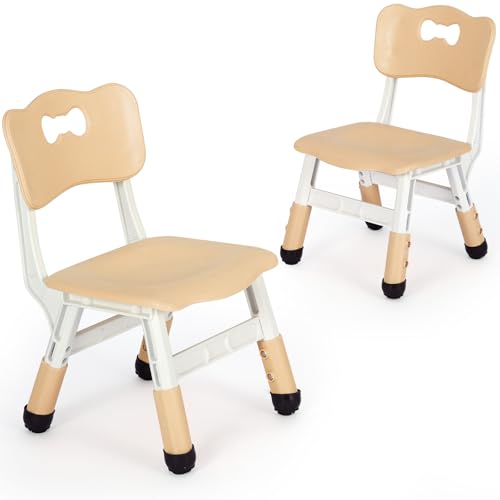 Clevich Children's Desk Chair 2PCS, Plastic Children's Chair up to 100KG, Height-Adjustable Chair with Backrest, from 2 Years, School, Children's Room, Daycare, Children's Furniture